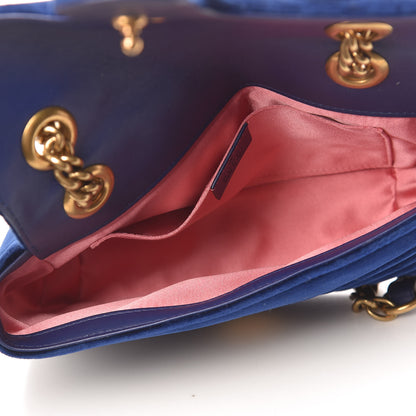 Gucci Velvet Matelasse Mini GG Marmont Shoulder Bag Cobalt Blue 5 of 12