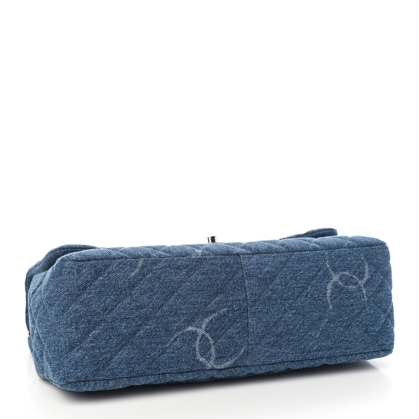 Denim Quilted CC Print Jumbo Single Flap Blue