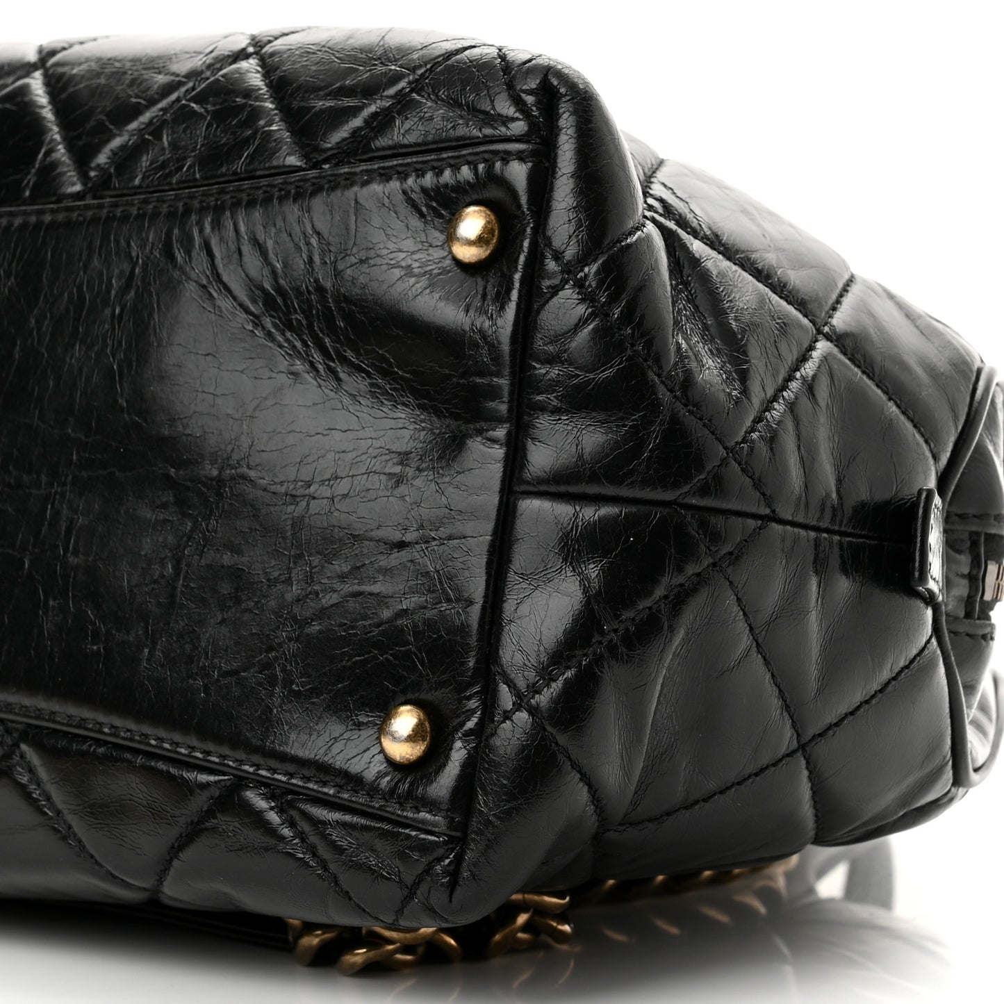 Glazed Calfskin Castle Rock Bowling Bag Black