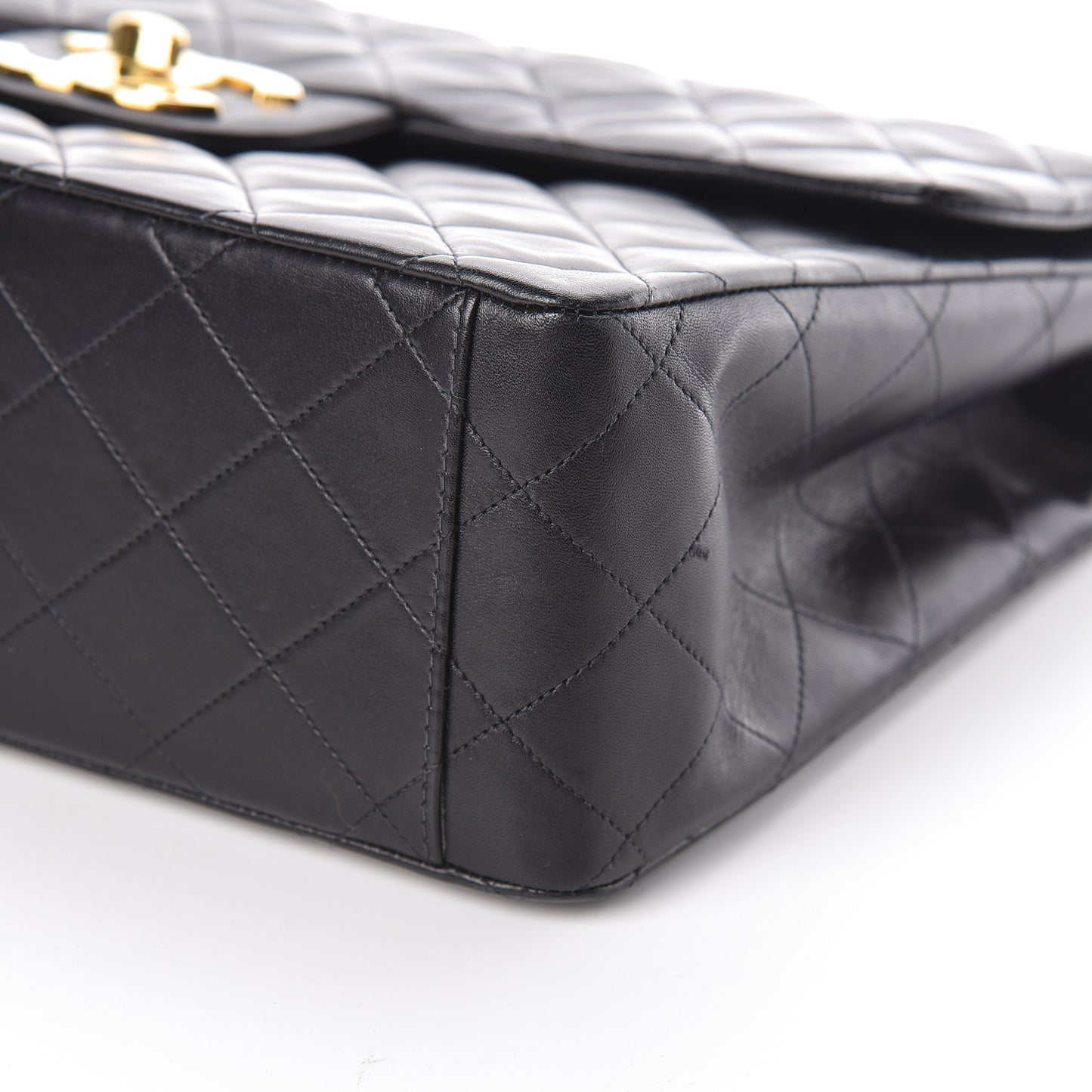 Lambskin Quilted XL Jumbo Single Flap Black