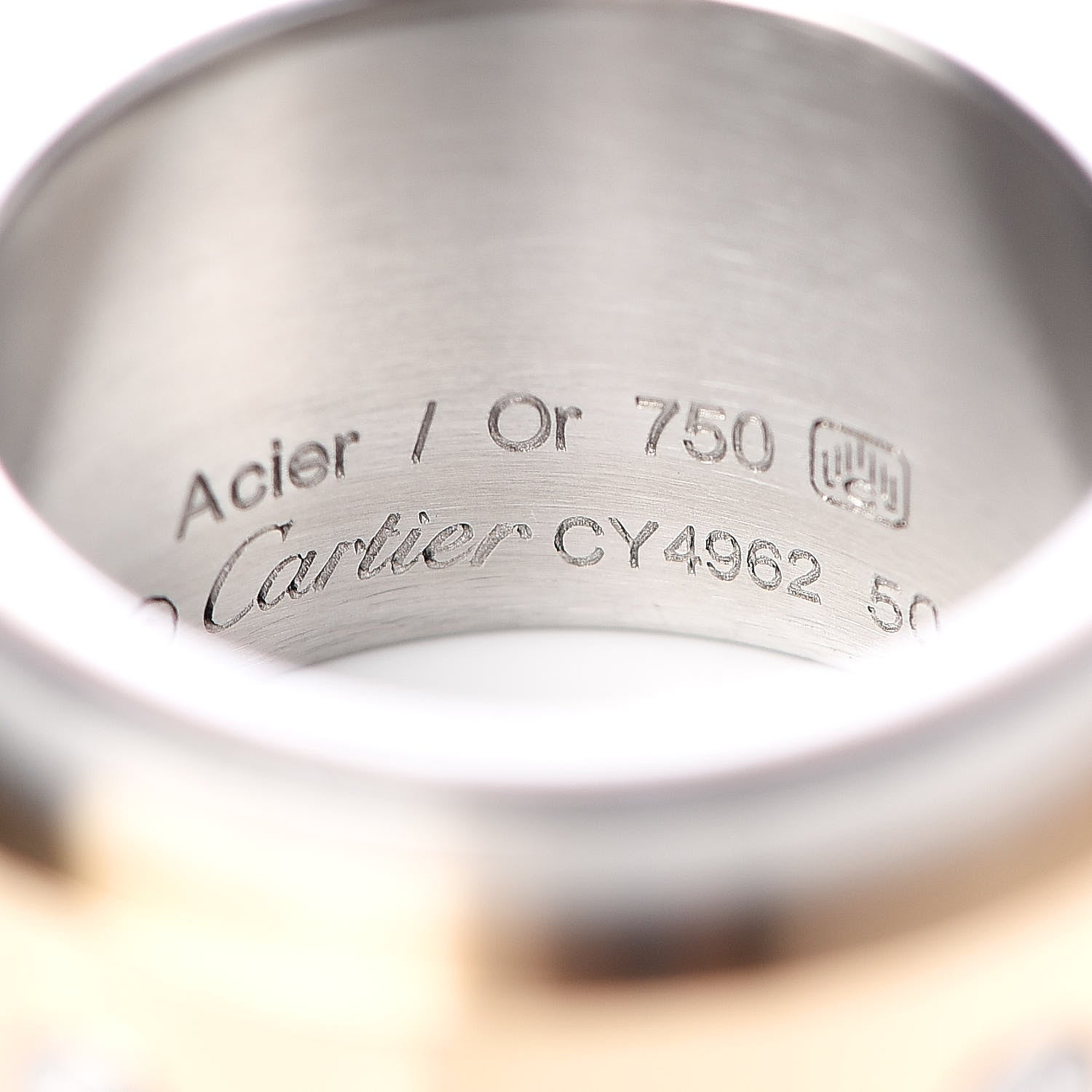 Cartier 18K Yellow Gold Stainless Steel 12mm Santos Ring 50 5.25 4 of 4