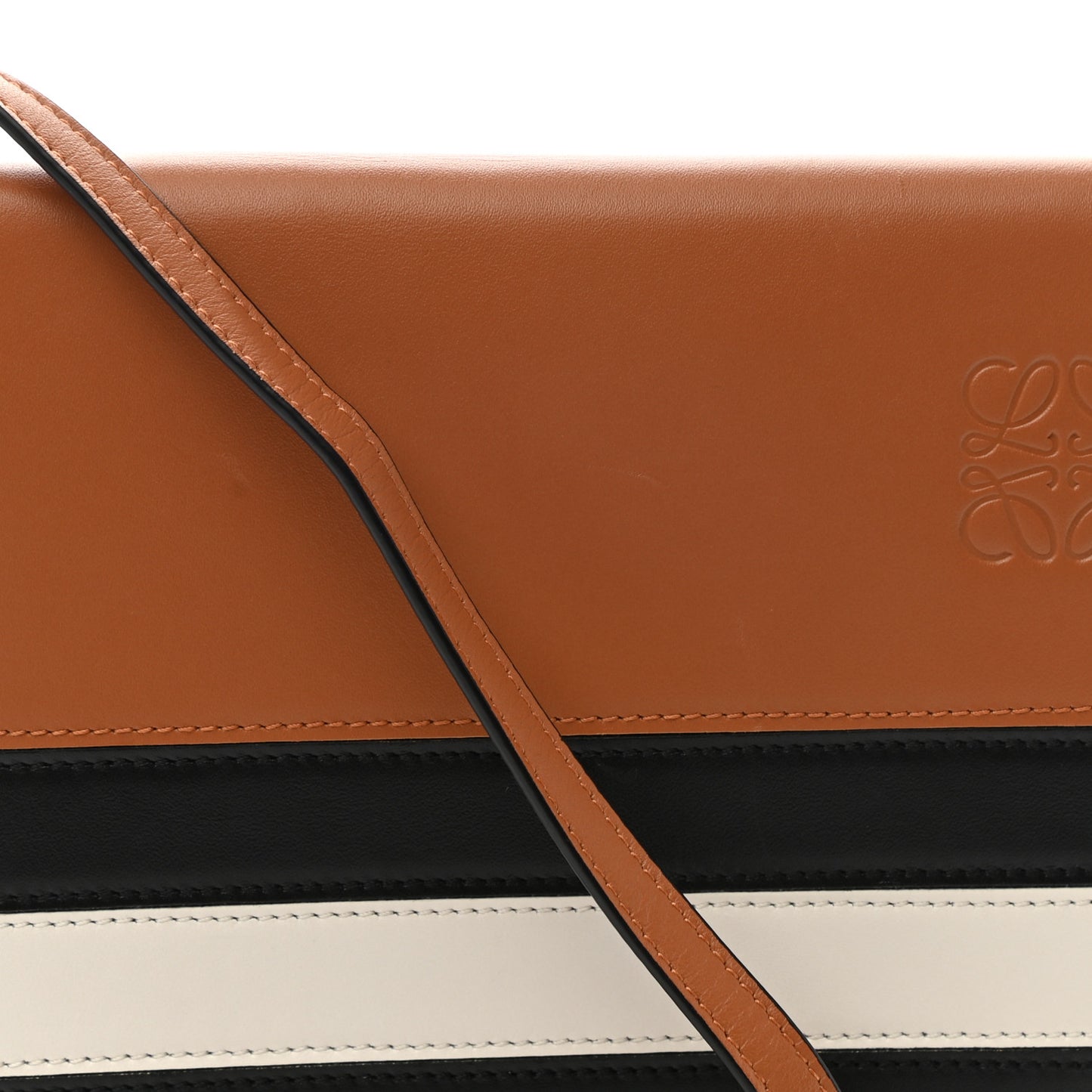Calfskin Marine Stripe Mini Heel Shoulder Bag Tan
