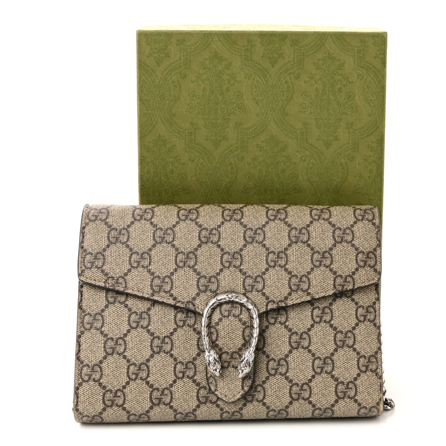 GG Supreme Monogram Mini Dionysus Chain Wallet Beige Taupe