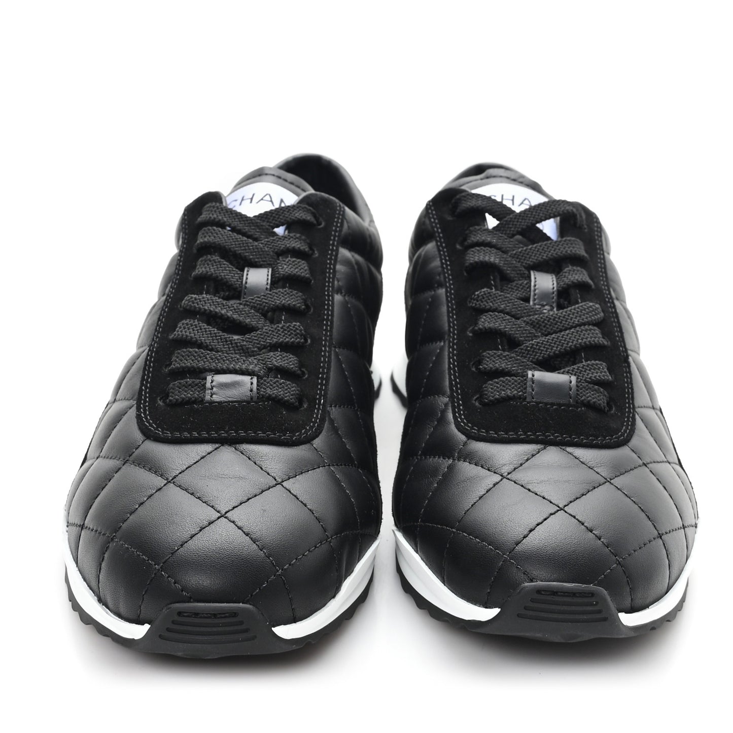Suede Calfskin Quilted Sneakers 39.5 Black