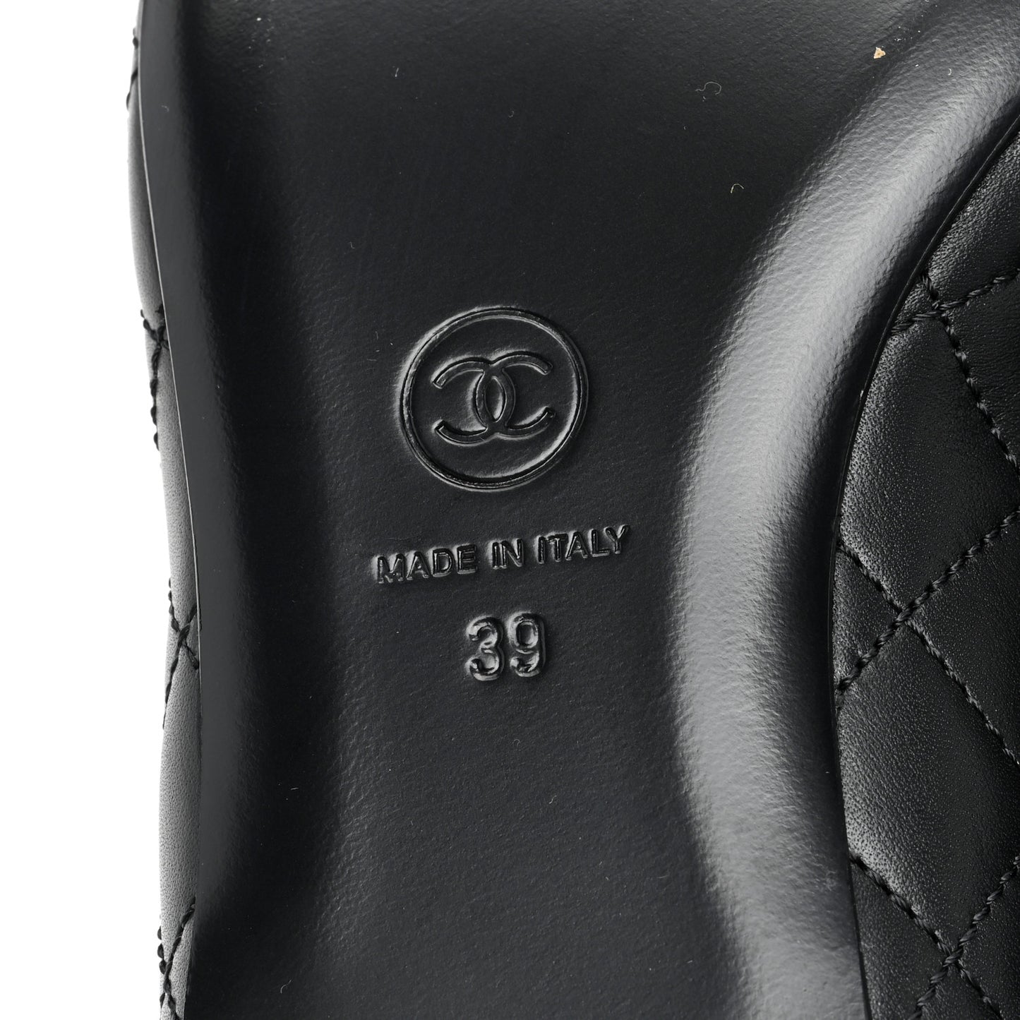 Lambskin Quilted CC Ballerina Flats 39 Black