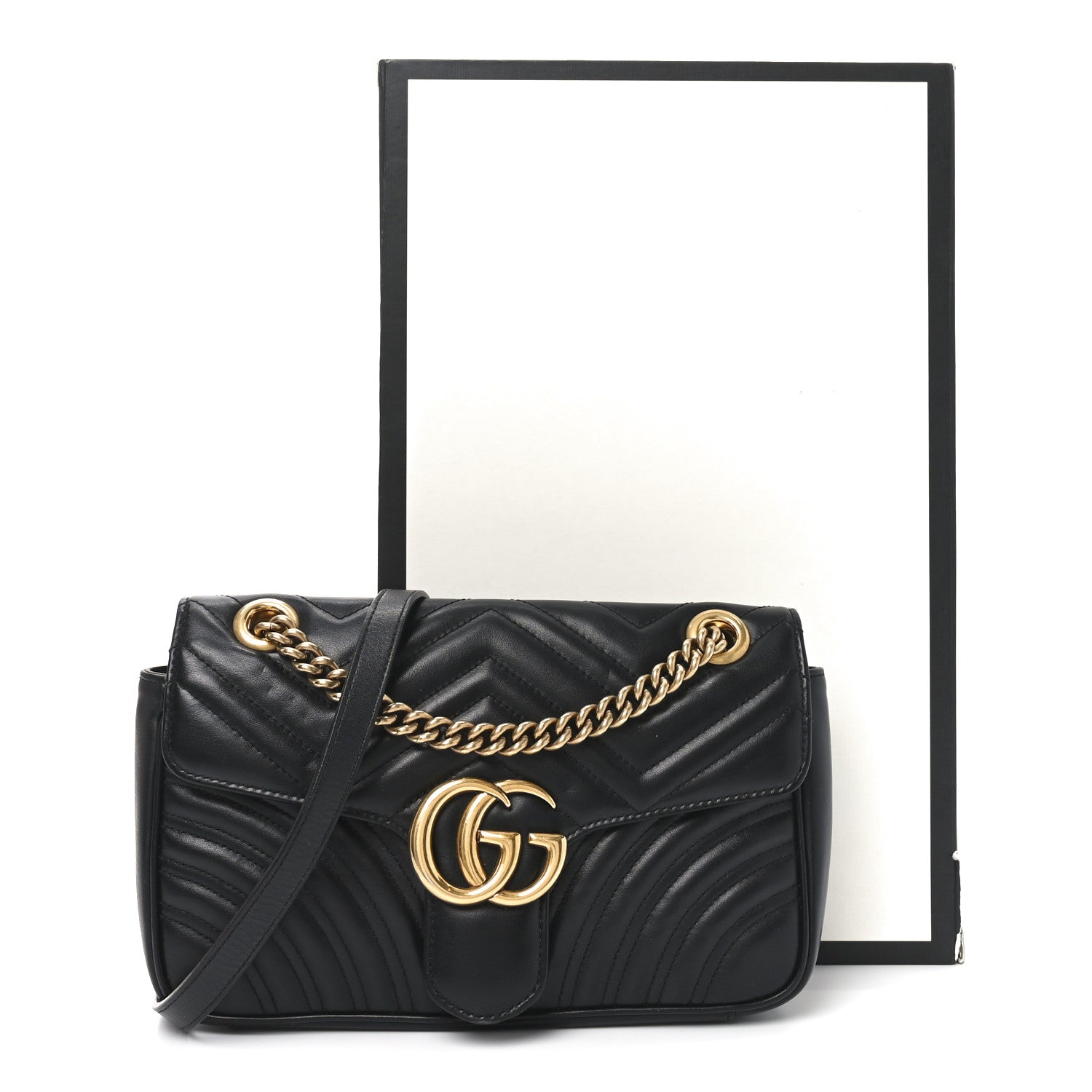 Gucci Calfskin Matelasse Small GG Marmont Shoulder Bag Black 11 of 11
