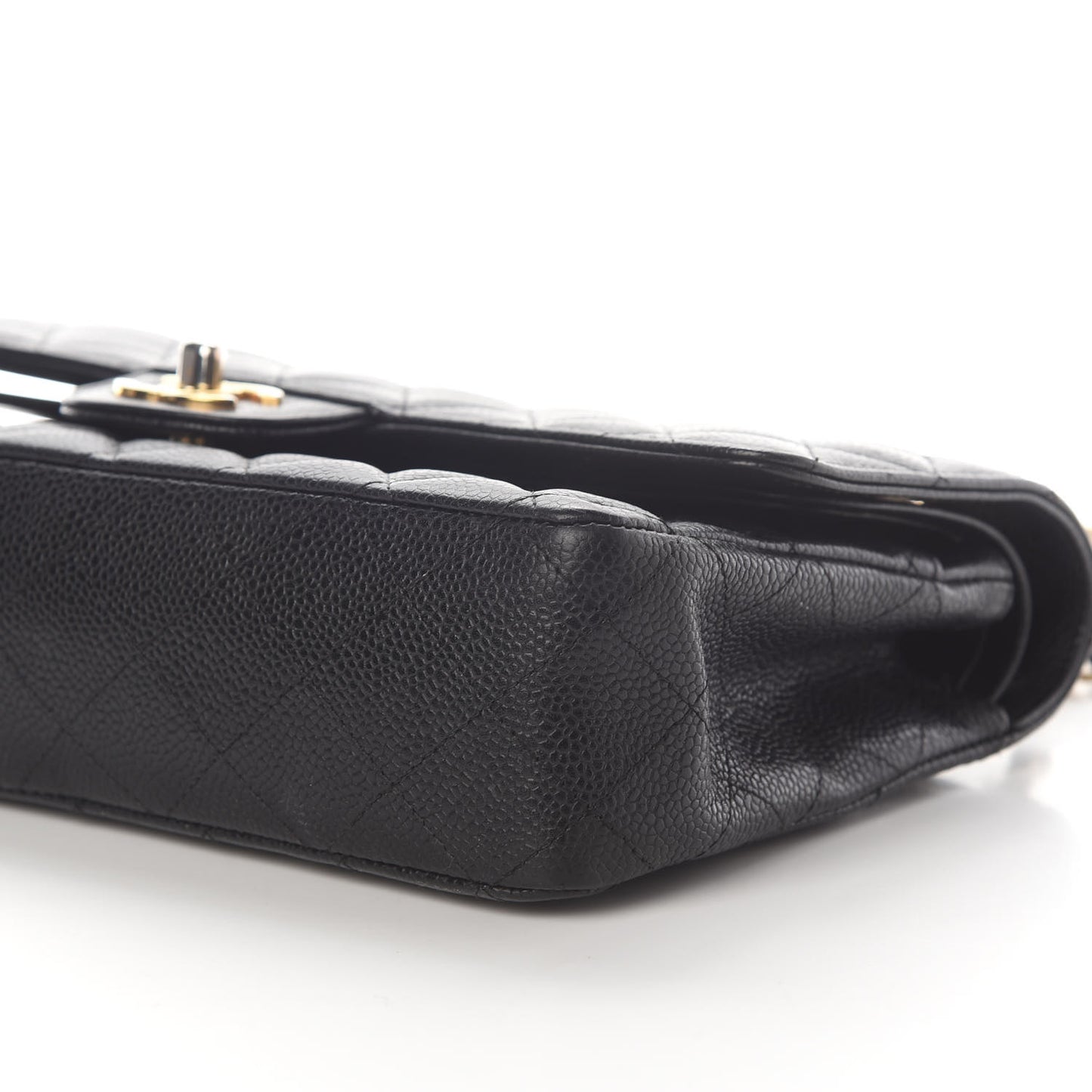 Caviar Quilted Medium Double Flap Black