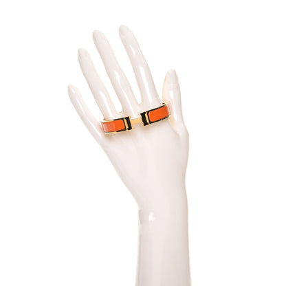 Hermes Enamel Narrow Clic Clac H Bracelet PM Orange 2 of 5