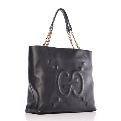 Gucci Apollo Calfskin GG Dadini Embroidered Chain Shoulder Tote Black 3 of 10
