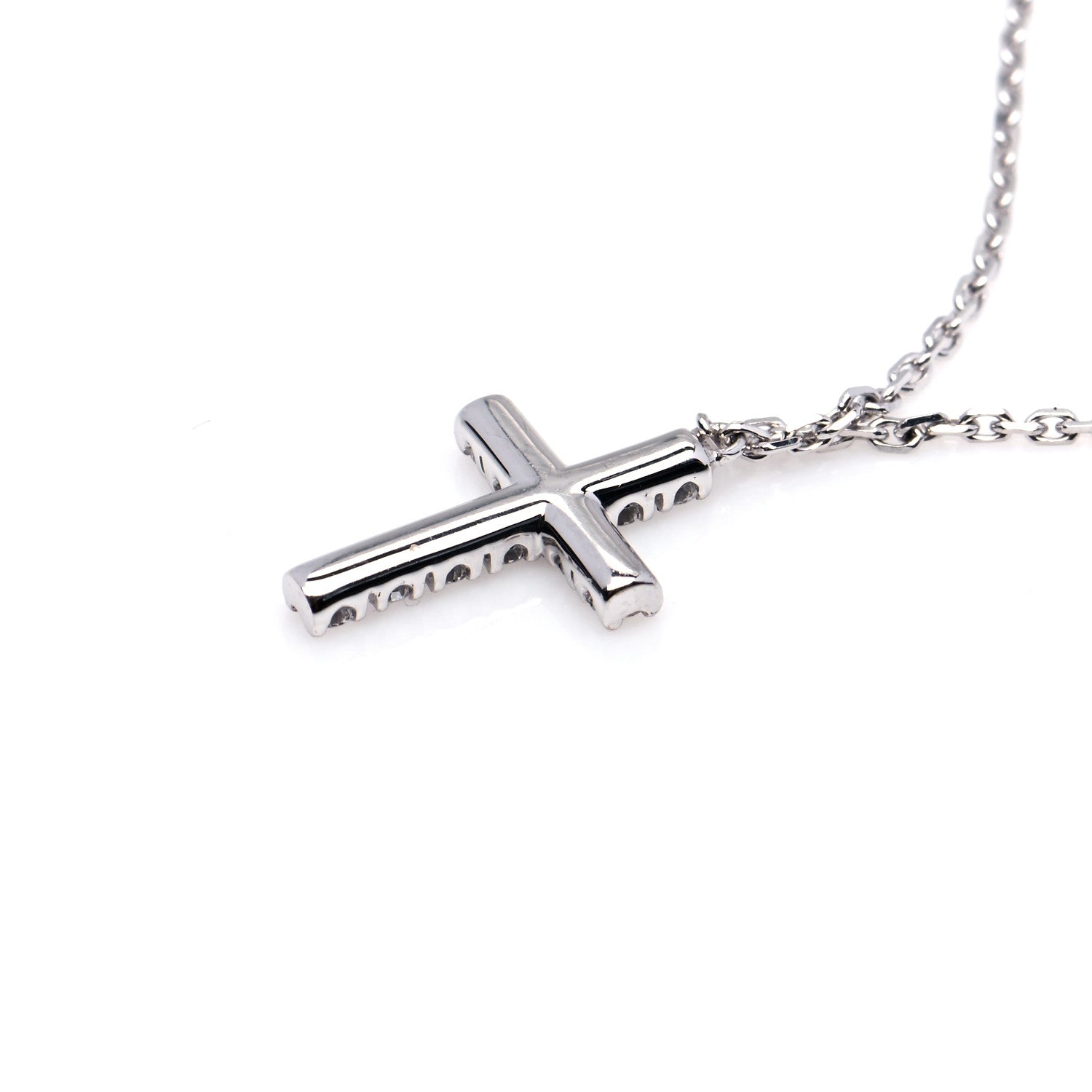 Cartier 18K White Gold Diamond Symbols Cross Pendant Necklace 5 of 6
