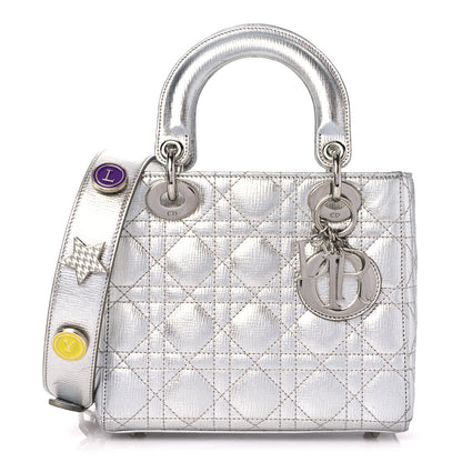 Christian Dior Metallic Grained Calfskin Cannage Small Lucky Badges My Lady Dior Silver 1 of 13