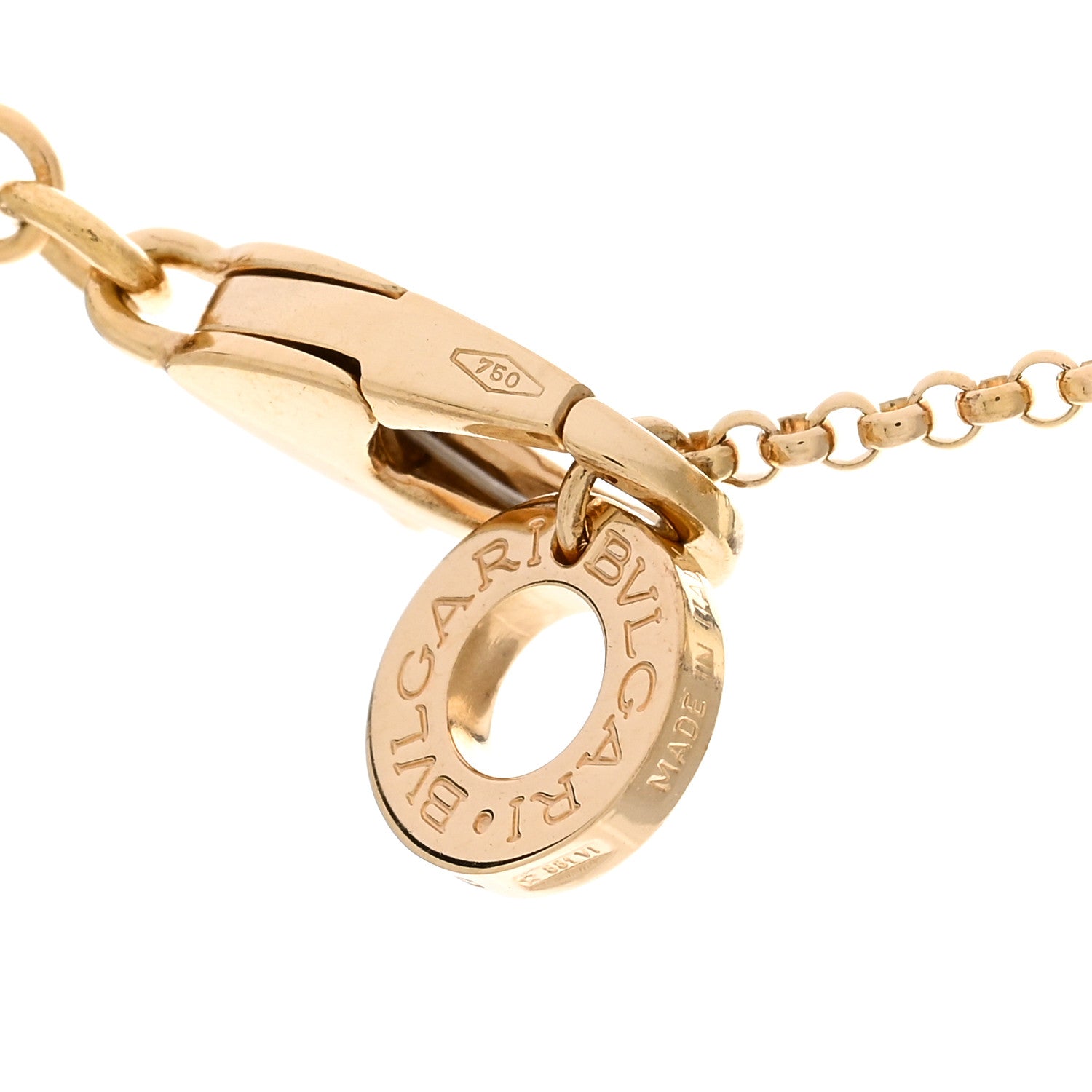 Bulgari 18K Yellow Gold Diamond Small B.Zero1 Pave Pendant Necklace 4 of 5