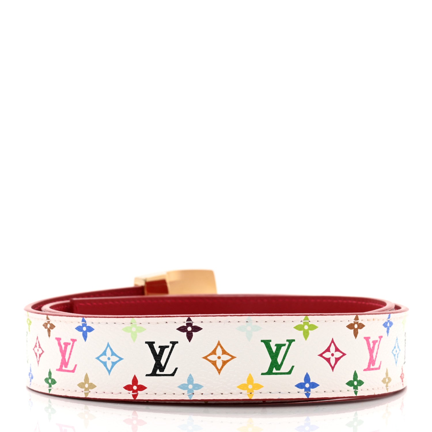 Louis Vuitton Monogram Multicolor LV Cut Reversible Belt 80 32 White Grenade 2 of 6