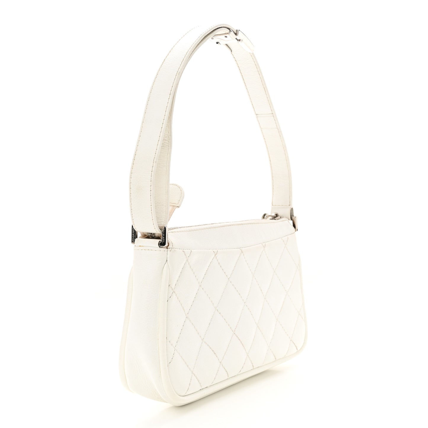 Caviar Quilted Timeless CC Shoulder Bag White
