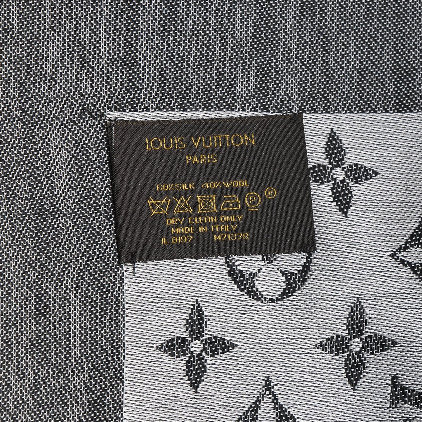 Silk Wool Monogram Denim Shawl Blue