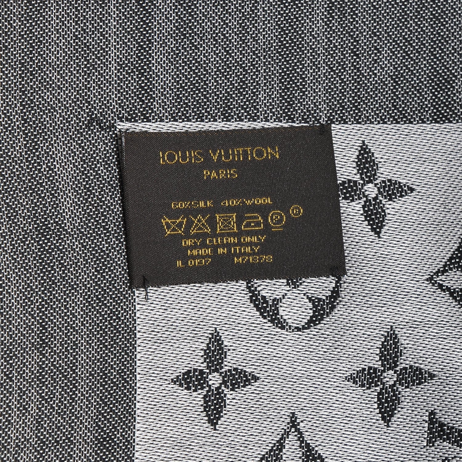 Louis Vuitton Silk Wool Monogram Denim Shawl Blue 3 of 4
