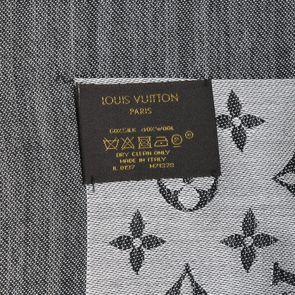 Louis Vuitton Silk Wool Monogram Denim Shawl Blue 3 of 4