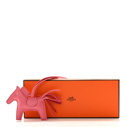 Hermes Milo Lambskin Grigri Rodeo Horse Bag Charm PM Rose Azalee 5 of 5