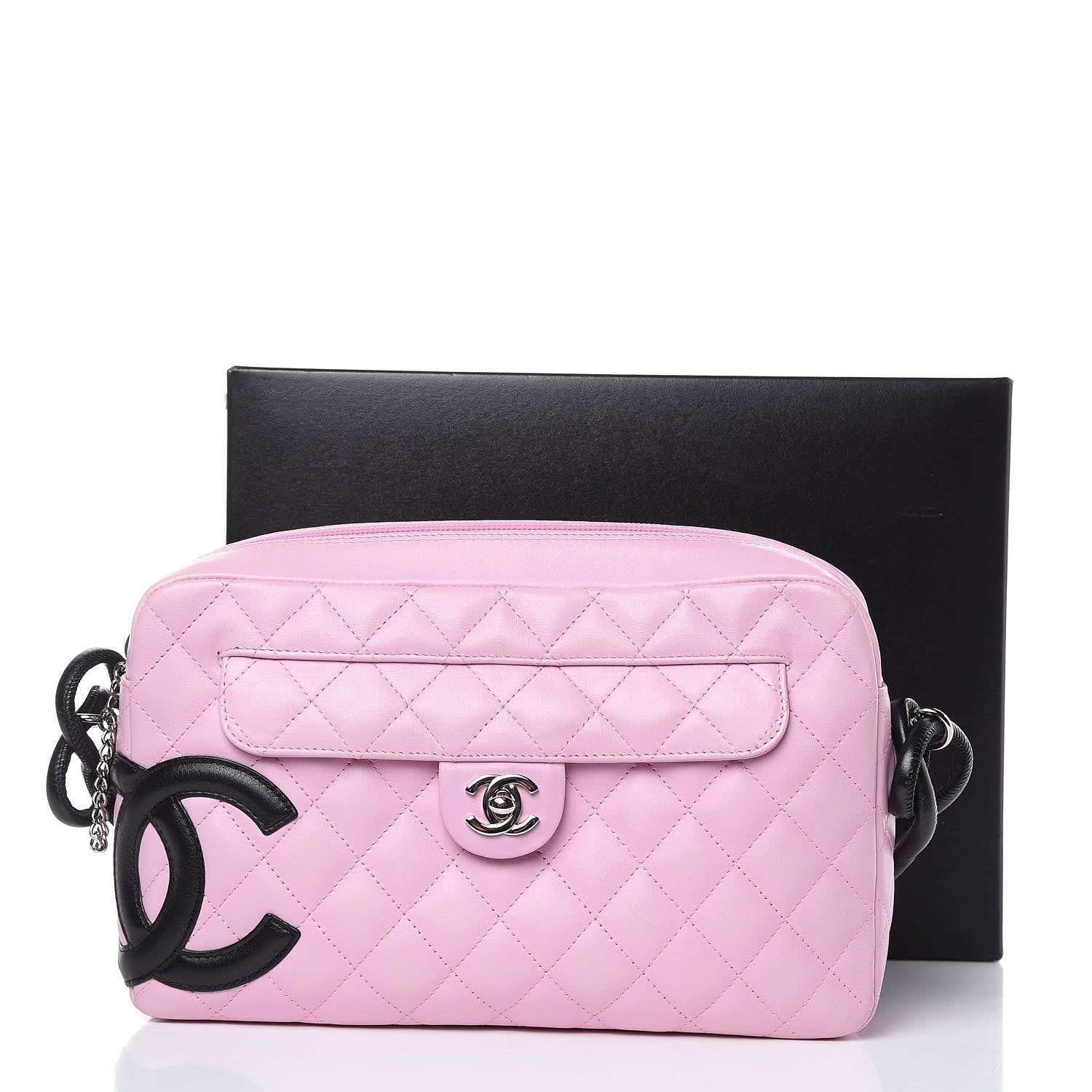 Chanel Calfskin Quilted Cambon Camera Bag Pink Black 13 of 13