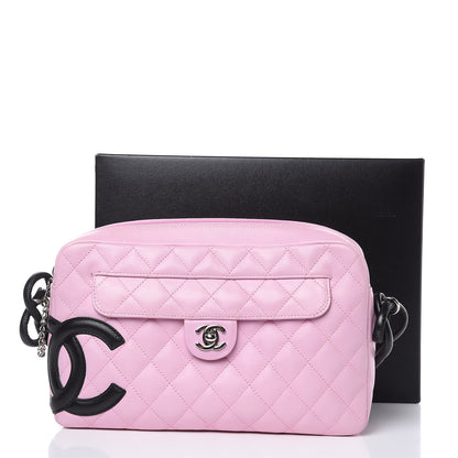 Chanel Calfskin Quilted Cambon Camera Bag Pink Black 13 of 13
