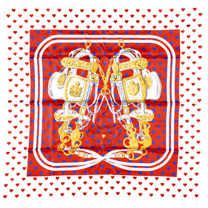 Hermes Silk Brides De Gala Love Scarf 90 Rouge Vif Marine White 1 of 4