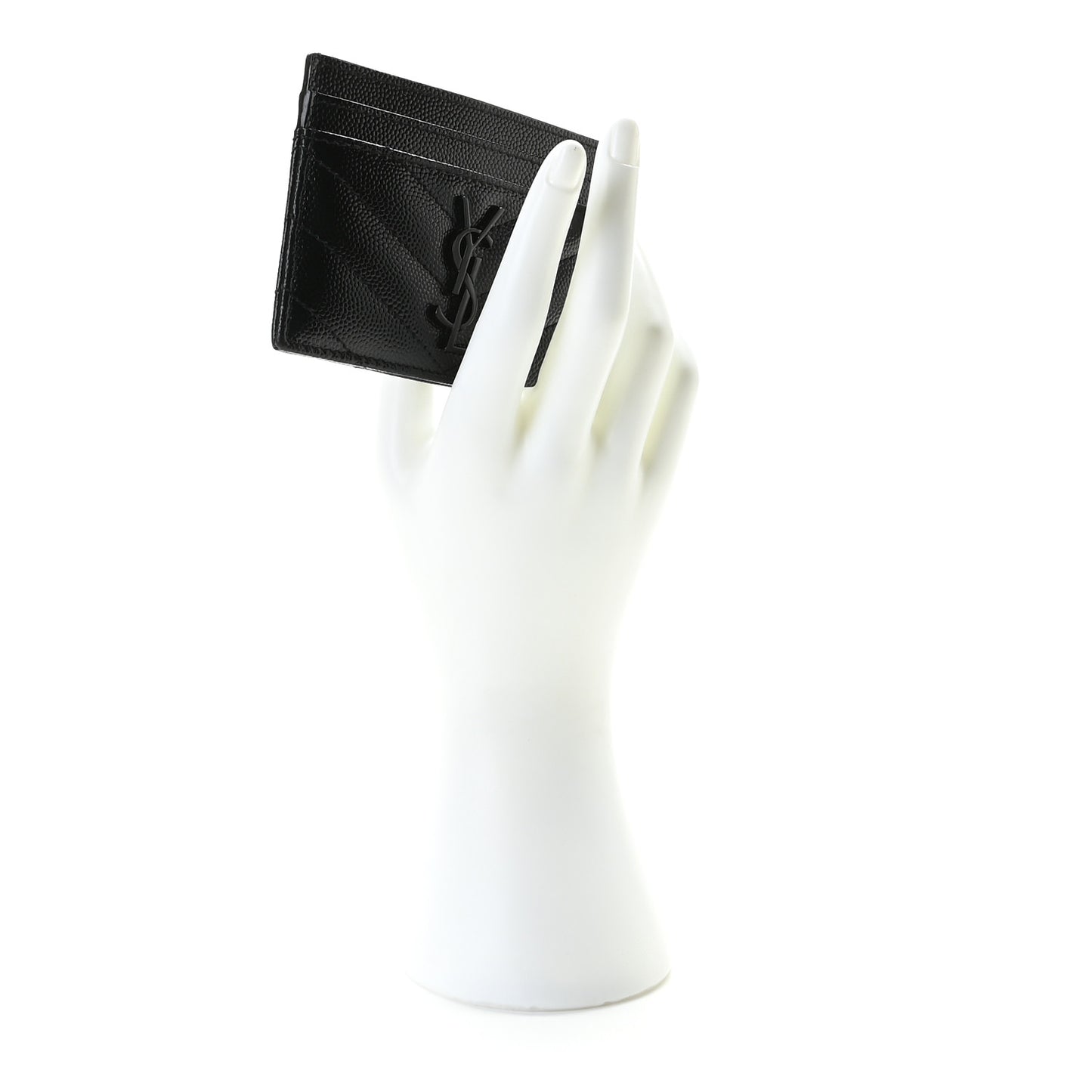 Grain De Poudre Matelasse Chevron Monogram Credit Card Case Black