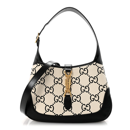 Gucci Azalea Calfskin GG Monogram Bi-Color Debossed Small Jackie 1961 Hobo Mystic White Black 1 of 10