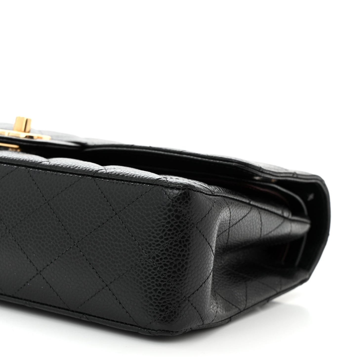 Caviar Quilted Medium Double Flap Black