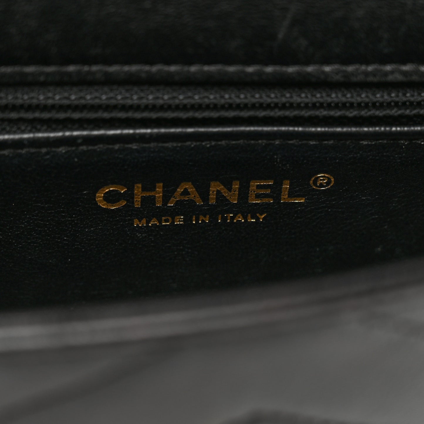 Lambskin Reversed Chevron Quilted Flap Black