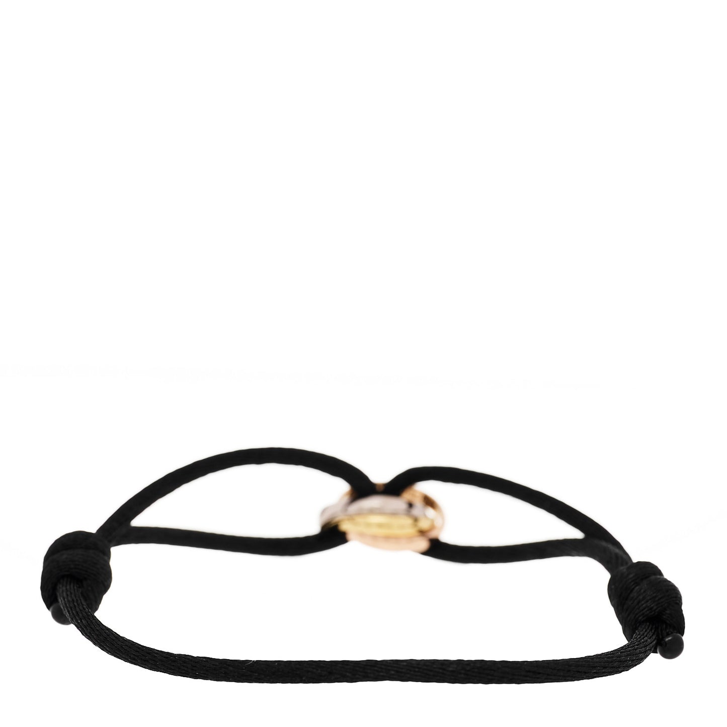 18K Pink Yellow White Gold Trinity Adjustable Cord Bracelet Black