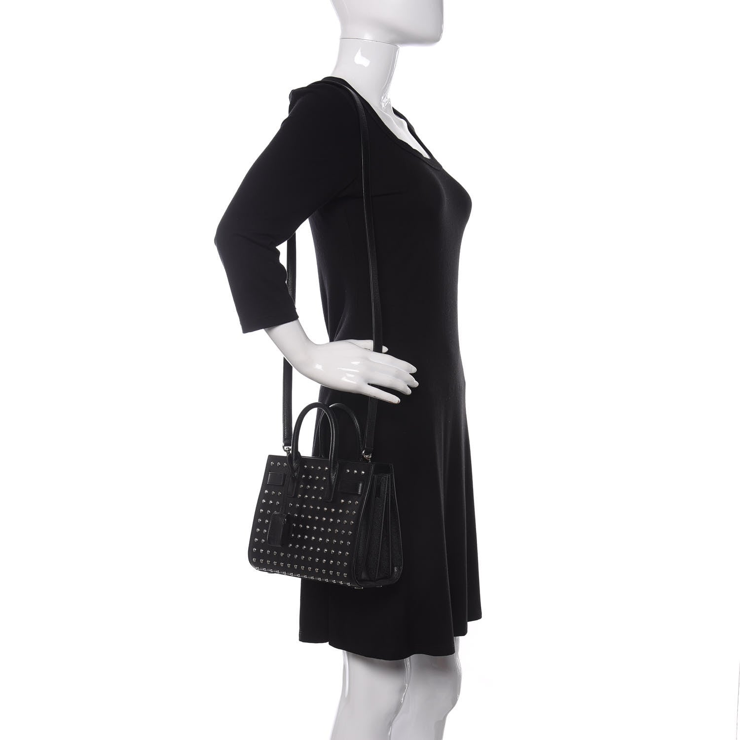 Saint Laurent Grain De Poudre Studded Nano Sac De Jour Black 2 of 9