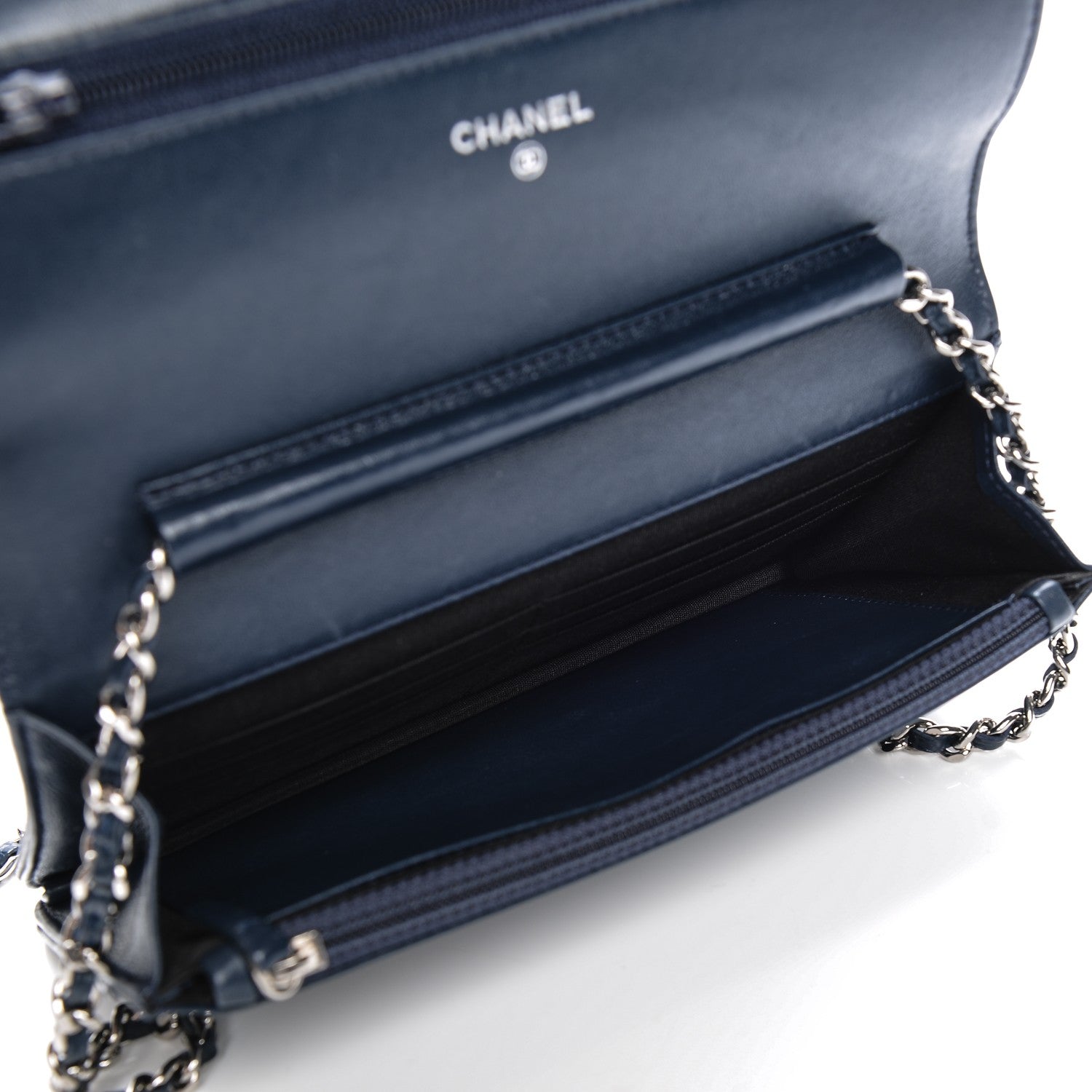 Chanel Caviar Timeless CC Wallet On Chain WOC Navy Blue 5 of 8