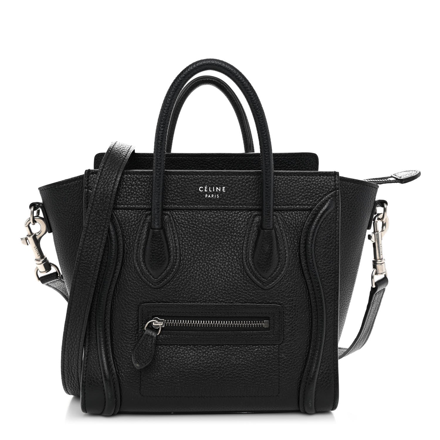 Celine Drummed Calfskin Nano Luggage Black 1 of 10