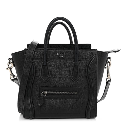 Celine Drummed Calfskin Nano Luggage Black 1 of 10