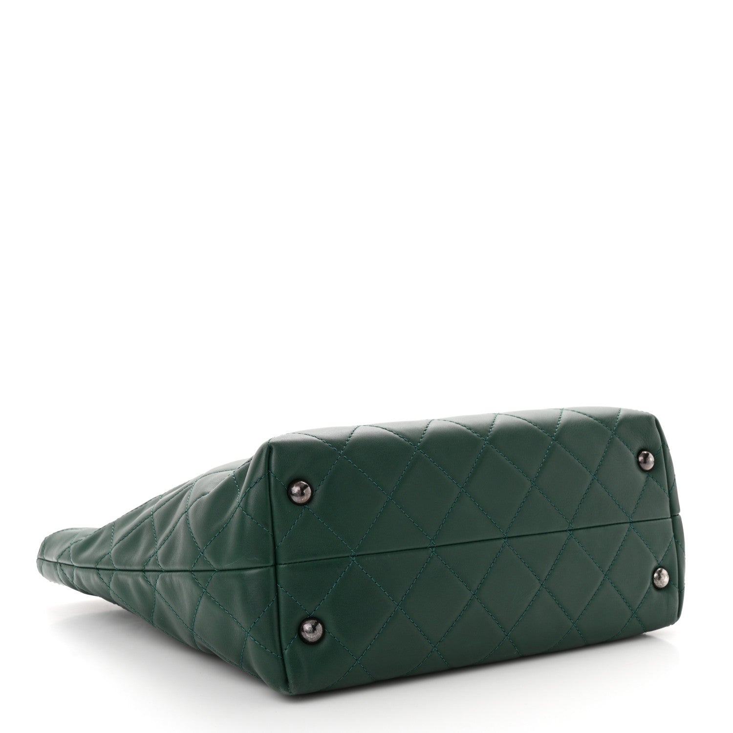 Chanel Calfskin Quilted Large Shopping In Chains Tote Green 4 of 11