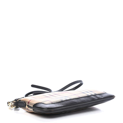 Burberry Haymarket Check Small Peyton Crossbody Clutch Bag Chocolate 3 of 4