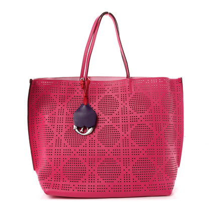 Christian Dior Calfskin Perforated Cannage Dioriva Tote Hot Pink 1 of 13