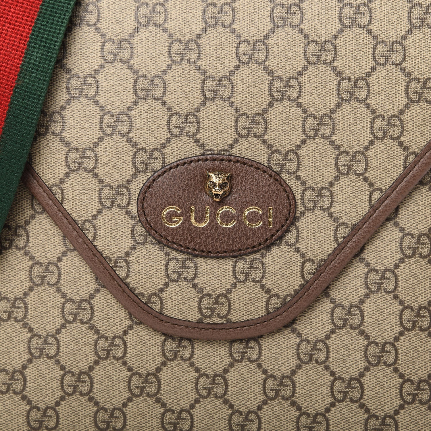 Gucci GG Supreme Monogram Web Medium Neo Vintage Flap Messenger Bag Beige New Acero 10 of 11