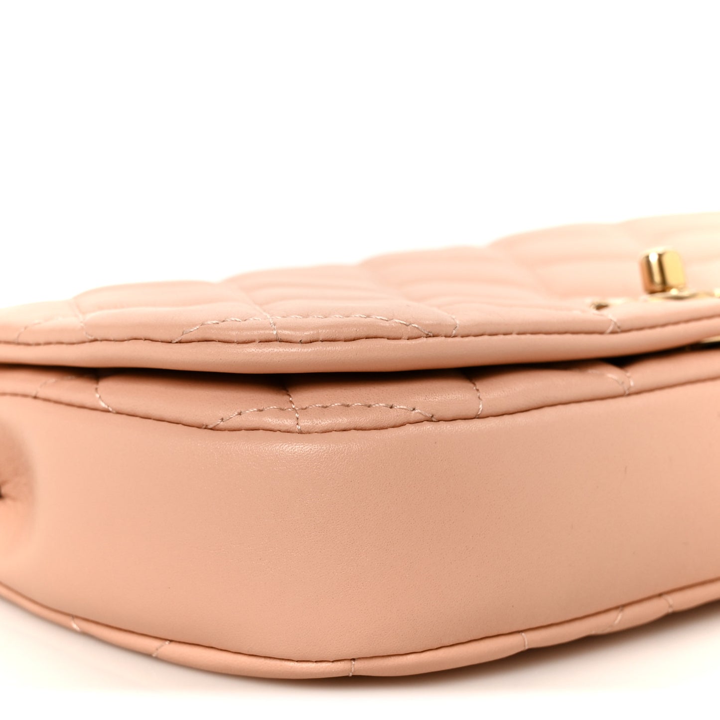 Calfskin Quilted Coco Mail Clutch With Chain Light Pink