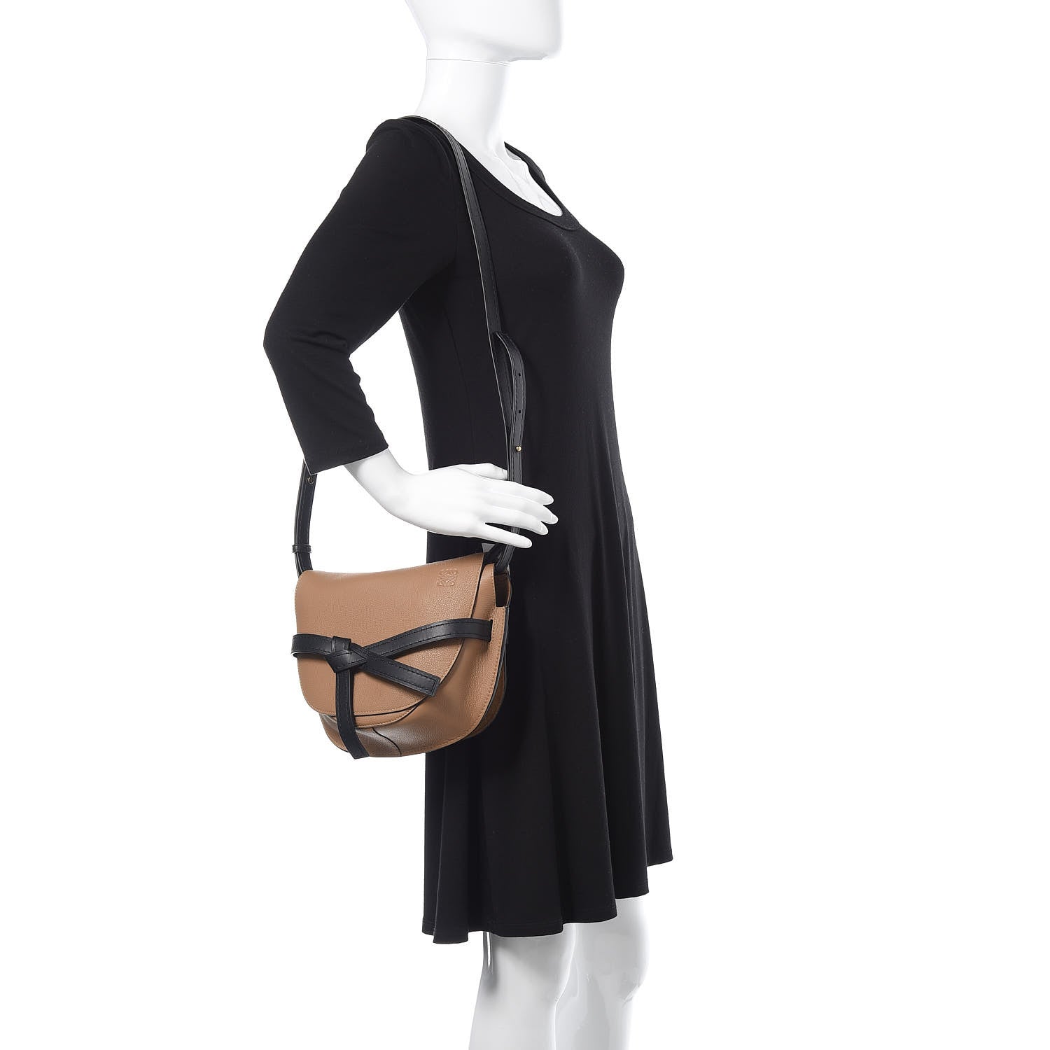 Loewe Grained Calfskin Small Gate Crossbody Bag Mocca Black 2 of 9