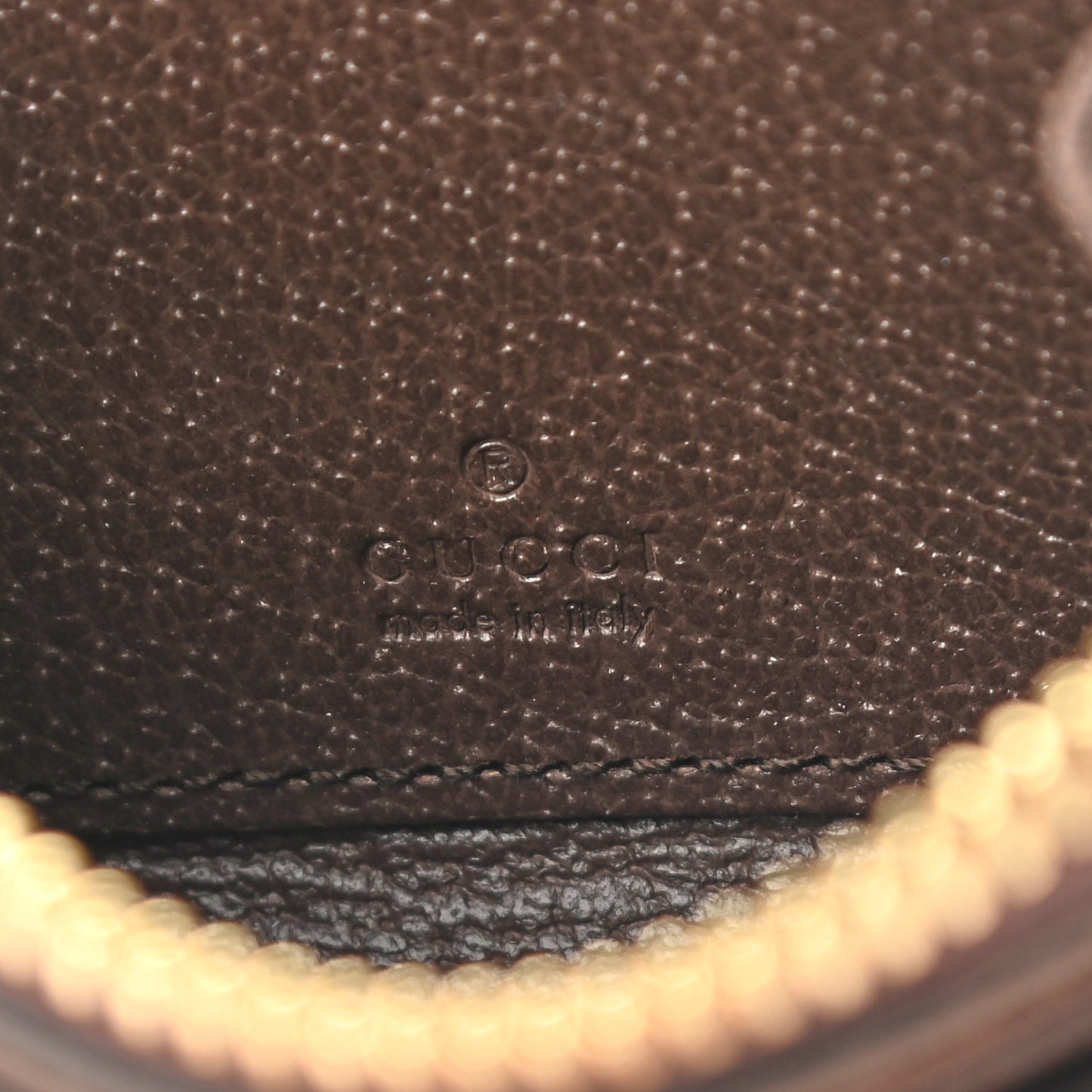 GG Supreme Monogram Textured Dollar Calfskin Web Ophidia Zip Around Card Case Wallet Beige Ebony New Acero