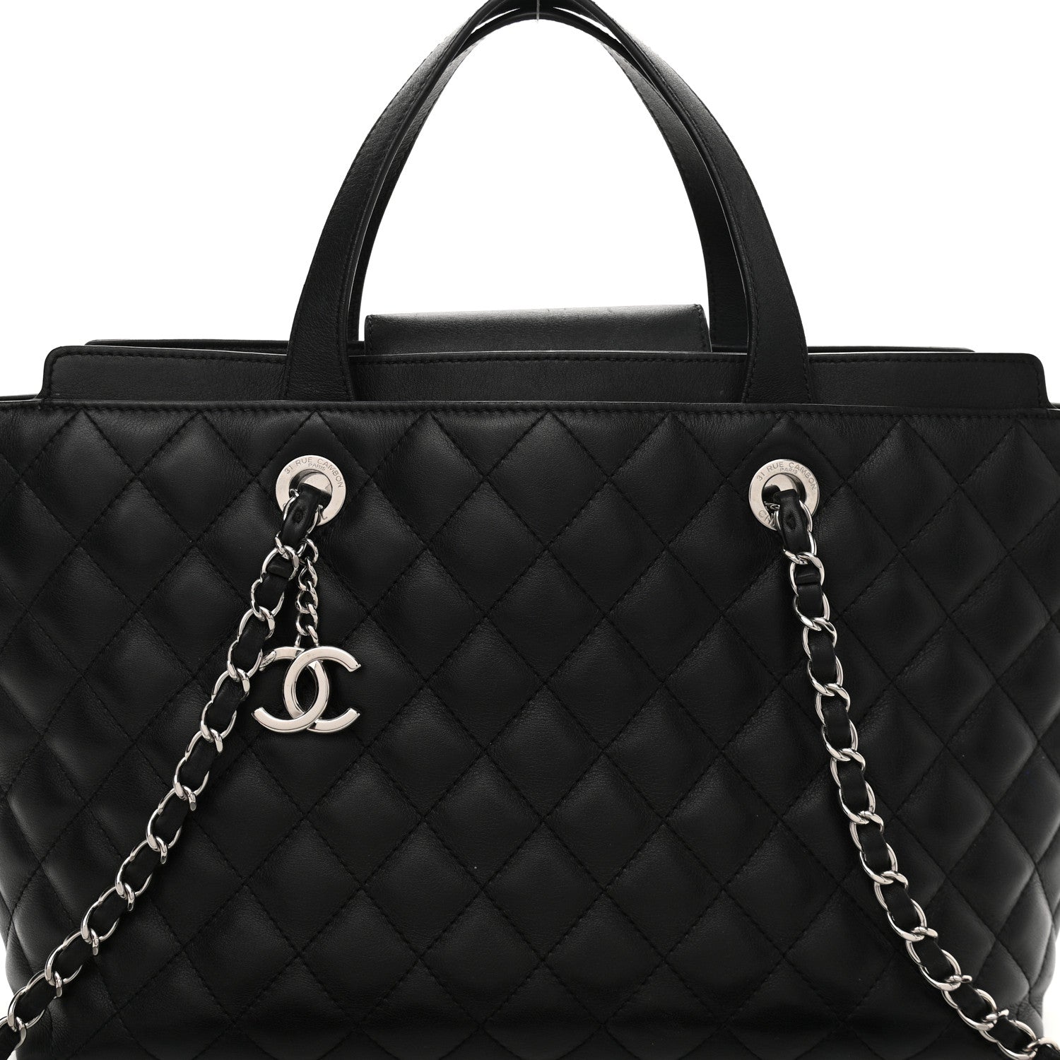 Chanel Calfskin Quilted Large Shopping Tote Black 9 of 14
