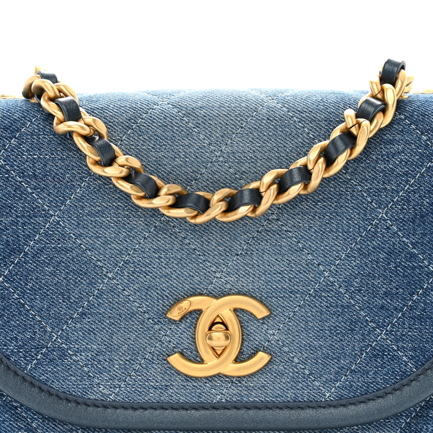 Chanel Washed Denim Quilted Small Messenger Flap Blue 8 of 10