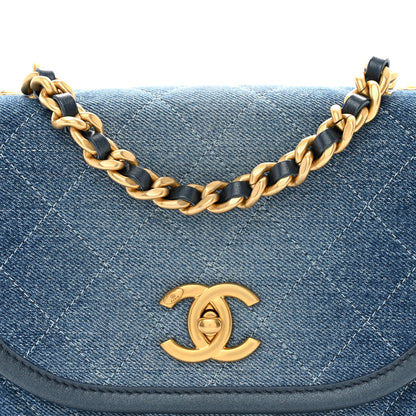 Chanel Washed Denim Quilted Small Messenger Flap Blue 8 of 10