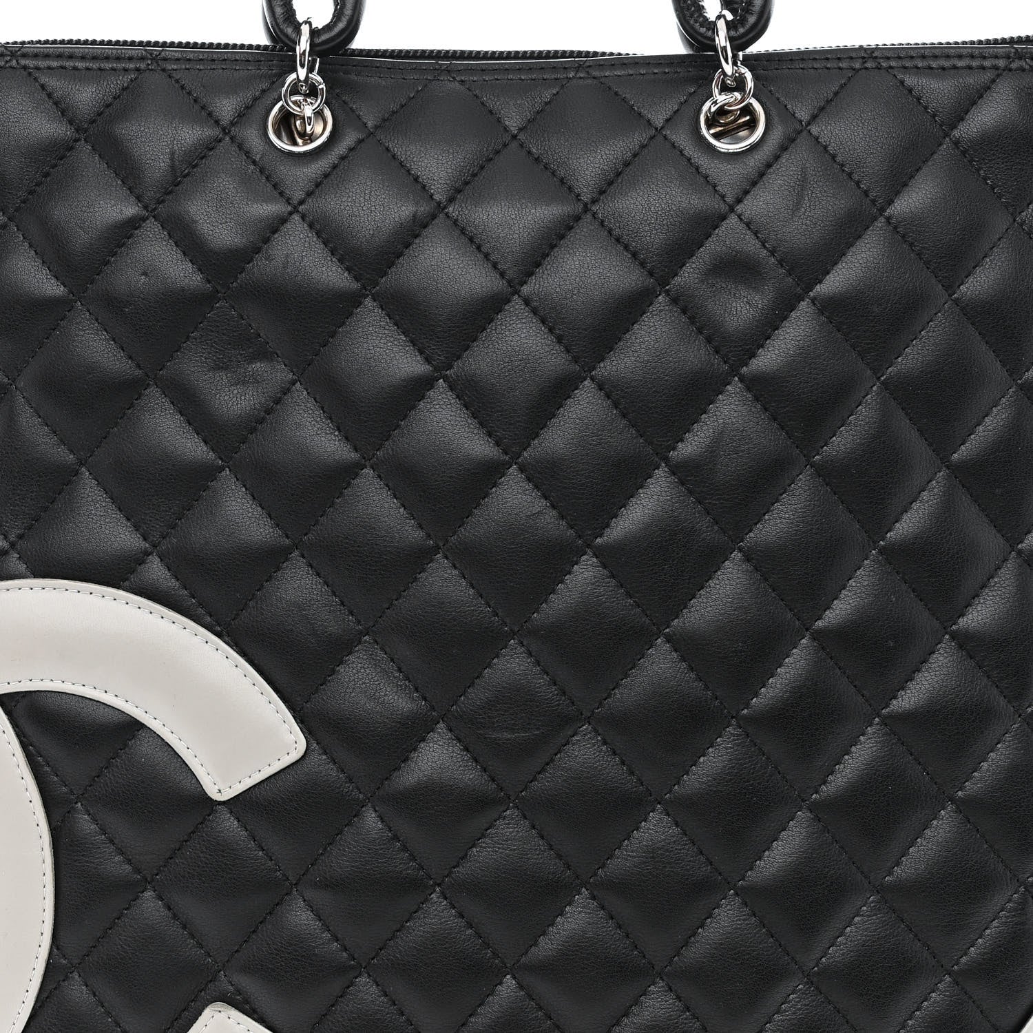 Chanel Calfskin Cambon Flat Tote Black Grey 8 of 17