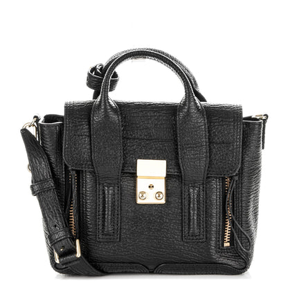 3.1 Phillip Lim 3.1 Textured Calfskin Mini Pashli Satchel Black 1 of 7