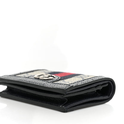 Gucci GG Supreme Monogram Textured Dollar Calfskin Web Ophidia Card Case Beige Blue 9 of 11