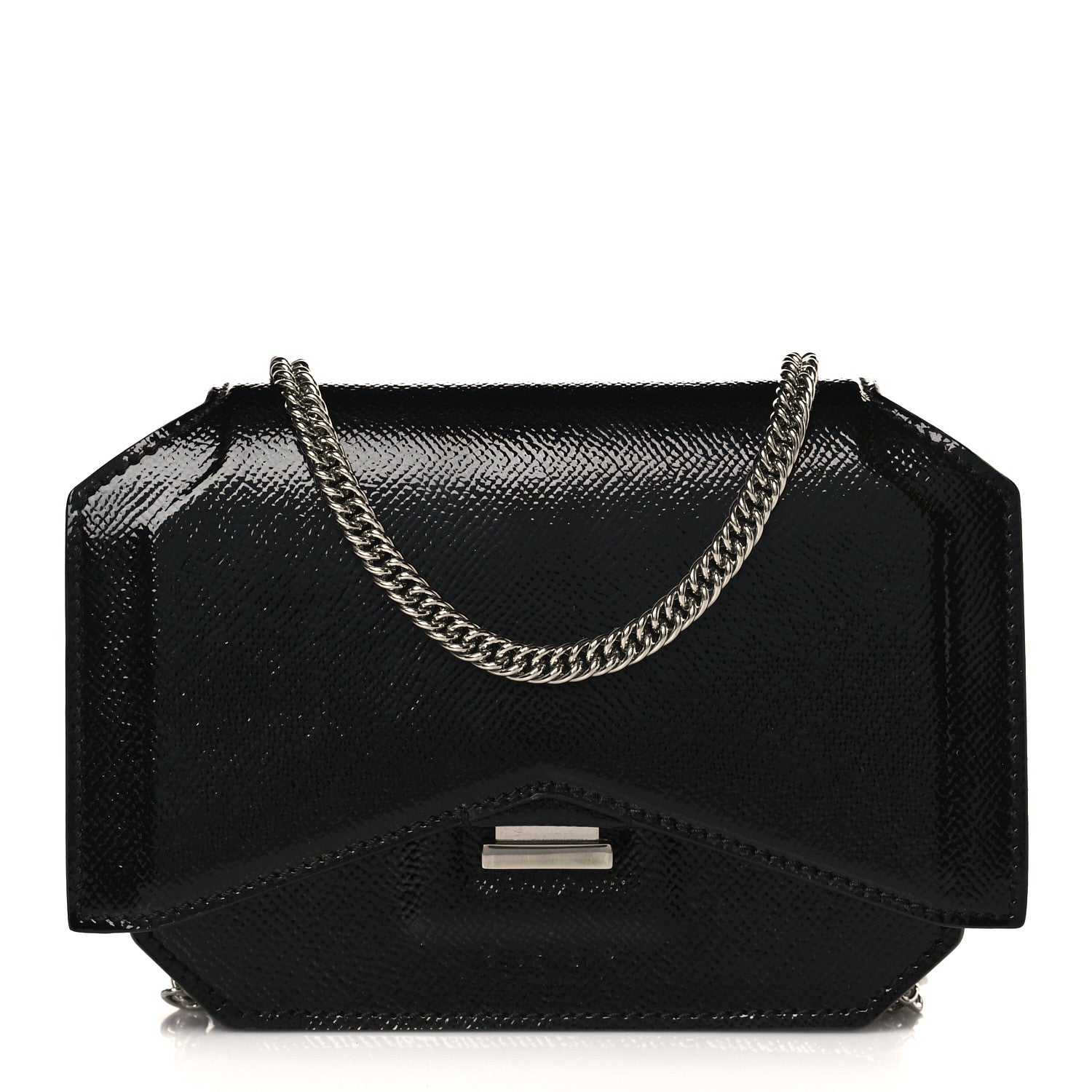 Givenchy Patent Calfskin Bow Cut Chain Wallet Black 1 of 9