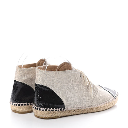 Chanel Crackled Calfskin High Top Espadrilles 41 Light Beige Black 4 of 6