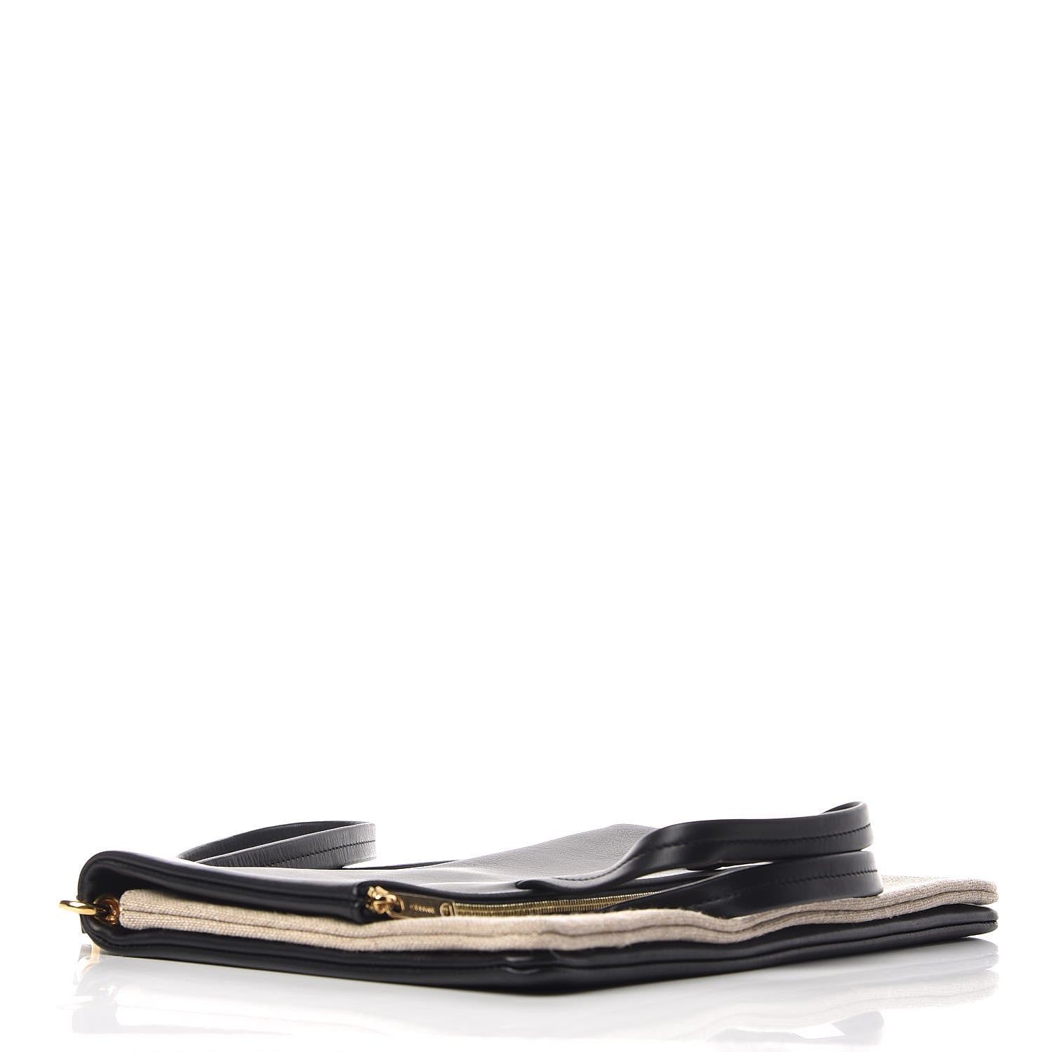 Celine Smooth Calfskin Linen Folded Cabas Black 7 of 13